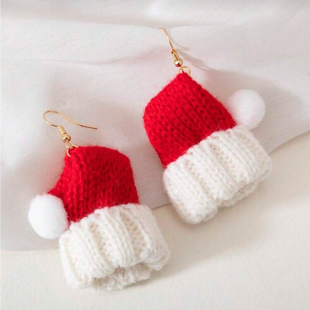 🧑🏻‍🎄 Festive Red and White Santa Hat Earrings - Super Cute!